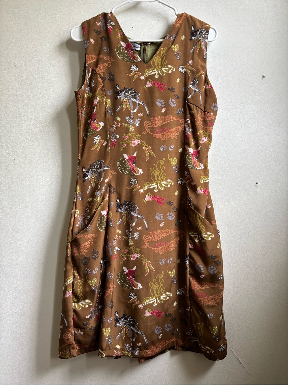 Silk blend fairycore fawn dress Sz M